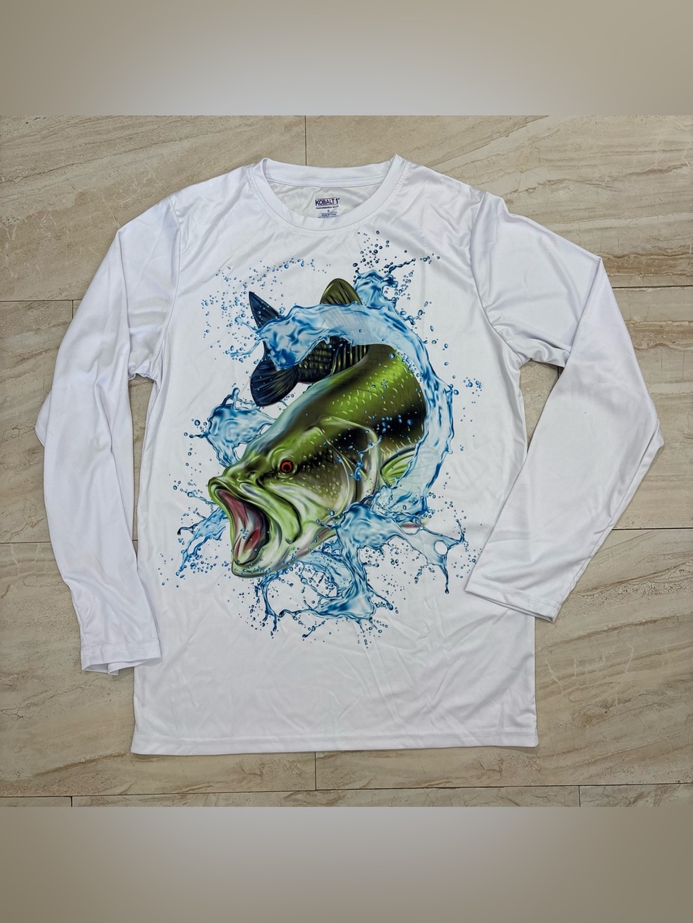 Kobalt 1 Performance Wear Men's S White Bass Fishing Long Sleeve Shirt